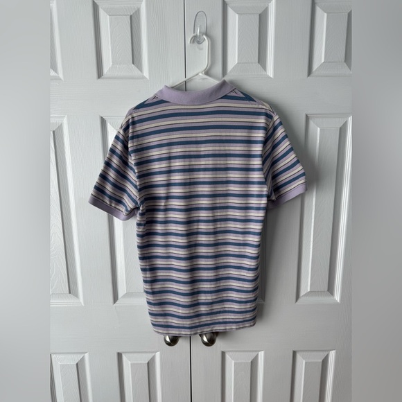 Lacoste Purple Blue White Stripes Polo Shirt L - Picture 6 of 6